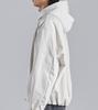 Button Seoul Glossy Texture Two-Way Banded Ribbed Hooded Blouson (White)