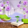 Photo Wallpaper For Walls 3D Stereoscopic Purple Rose Flowers Living Room Sofa TV Background Wall Mural Home Decor Modern