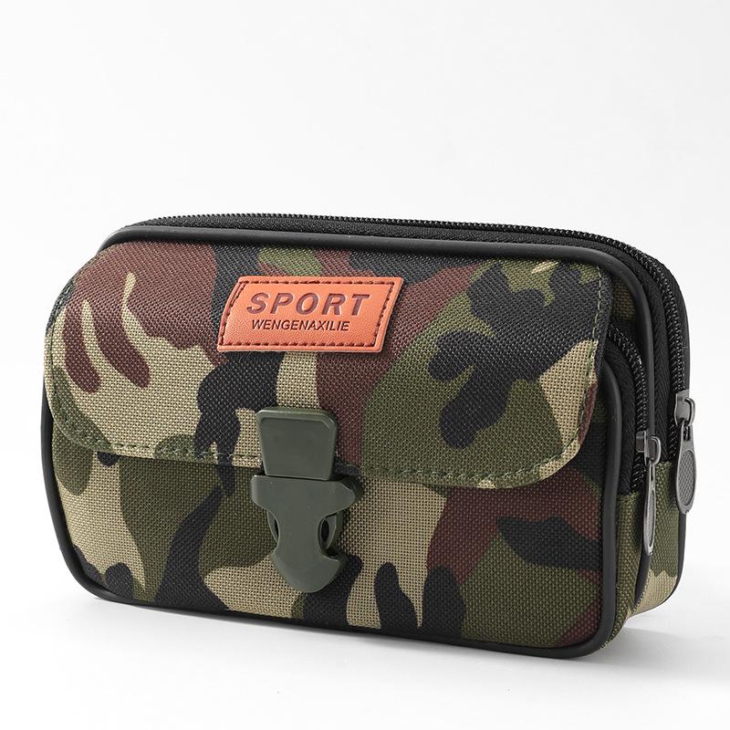 Men's Multifunctional Waterproof Camouflage Waist Bag for Sports and Construction, Compatible with Horizontal and Vertical Mobile Phone Use