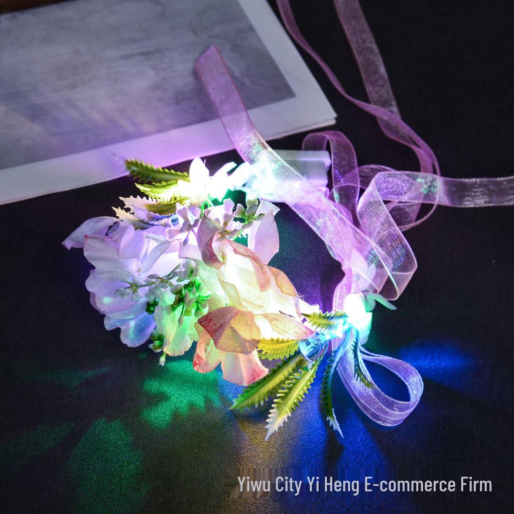 Luminous Camellia Wrist Flower for Kids' Performances - Fairy Sparkle Wristband & Photography Prop