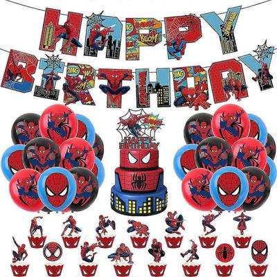 Spiderman Geburtstagsparty Dekorationen für Erwachsene Kinder Männer Jungen Partyzubehör & Mitgebsel Enthalten Happy Birthday Banner, Luftballons, Kuchenfiguren weniger