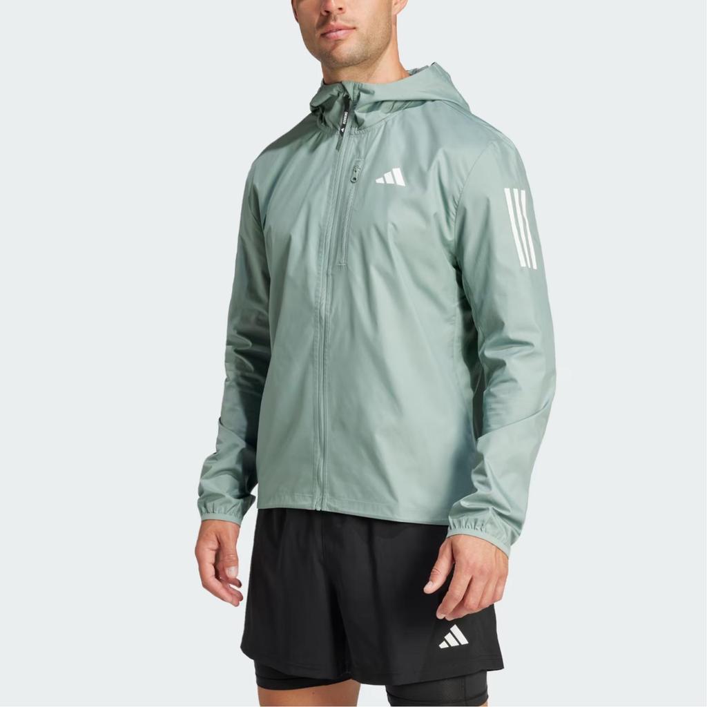 adidas Own The Run Hooded Wind Jacket Silver Green JD2239