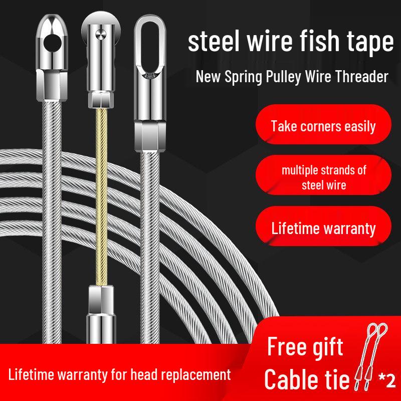 Universal Steel Wire Pipe Threading Tool - Manual Spring Head Electrician Puller