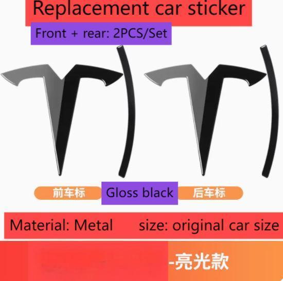 ALL1 metal For Tesla- Car Front Emblem Rear Trunk Emblem Suitable for Model 3 Mode Y logo replacement rear and rear logos blackening