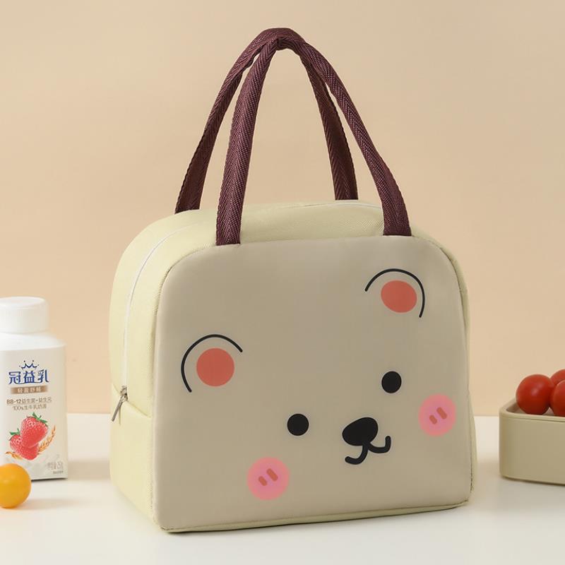 Cartoon Insulated Bag Oxford Cloth Lunch Box Bag Insulated Bento Box Bag, Hand In Hand Rice Bag Camping Fresh-Keeping Ice Bag