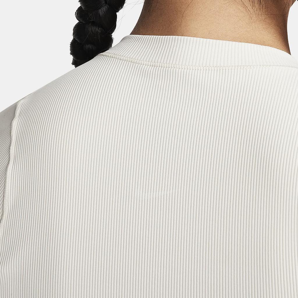 Nike Zenvy Rib Solid Logo Short Sleeve T-Shirt Women Tops Off-White FN7467-104