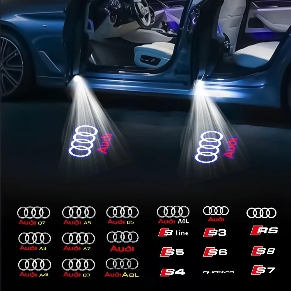 2Pcs HD Car Door Projector Laser Lamp Car Door Welcome Light For Hot Sline Q3 A5 A7 A3 Q5 Q7 A4L RS Quattro S3 S4 S6 S5 S7 S8