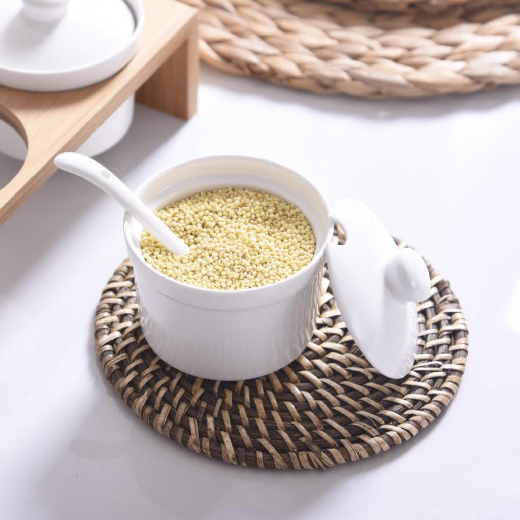 Keramikglas-Gewürzglas mit Deckel und Löffel - Einzelnes kreatives Design