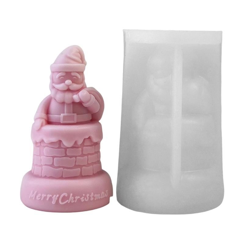 Festive Santa Claus Scented Candle Mould Festival Santa Claus Scented Candle Silicone Mold for DIY Crafts Workshops