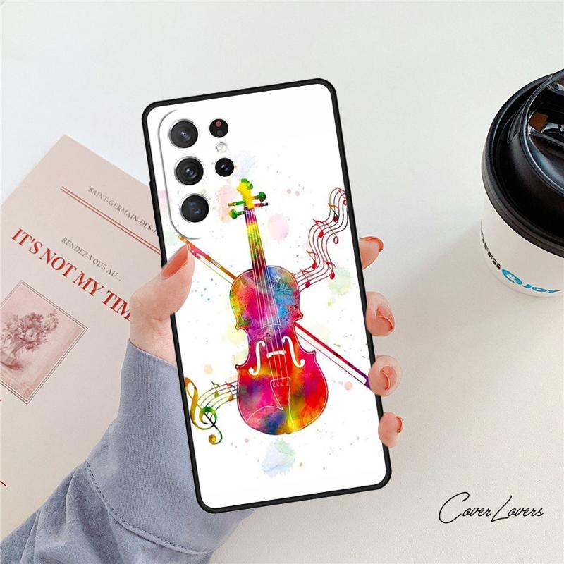 Musical Notes Violin Classical Phone Case For Samsung Galaxy S24 S25 S23 S22 Ultra Note 10 20 Plus S20 S21 FE Cover