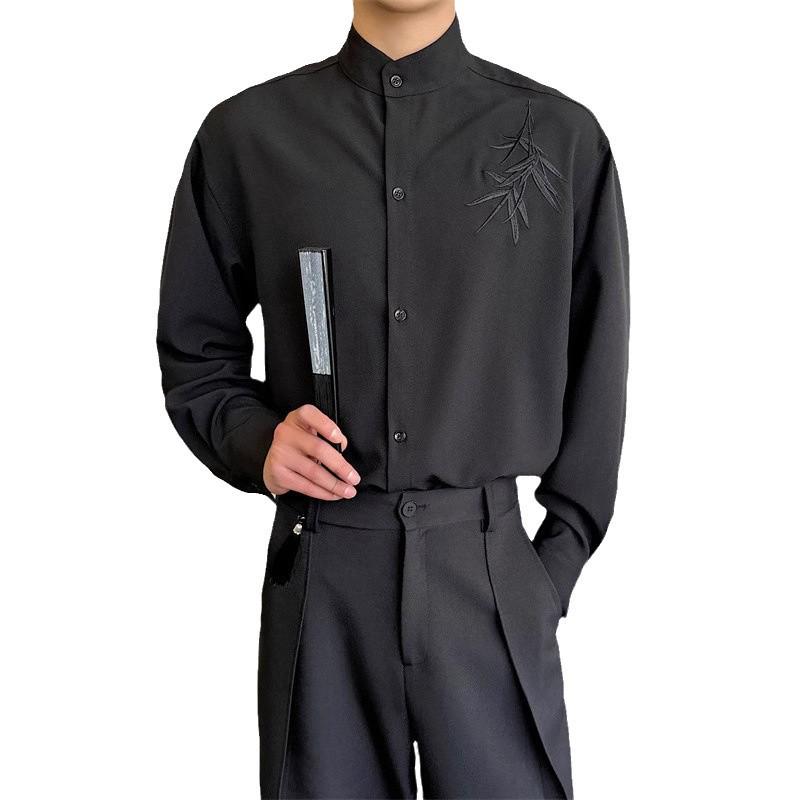 Men's Stand Collar Shirt: Modern Chinese Style for Spring & Autumn
