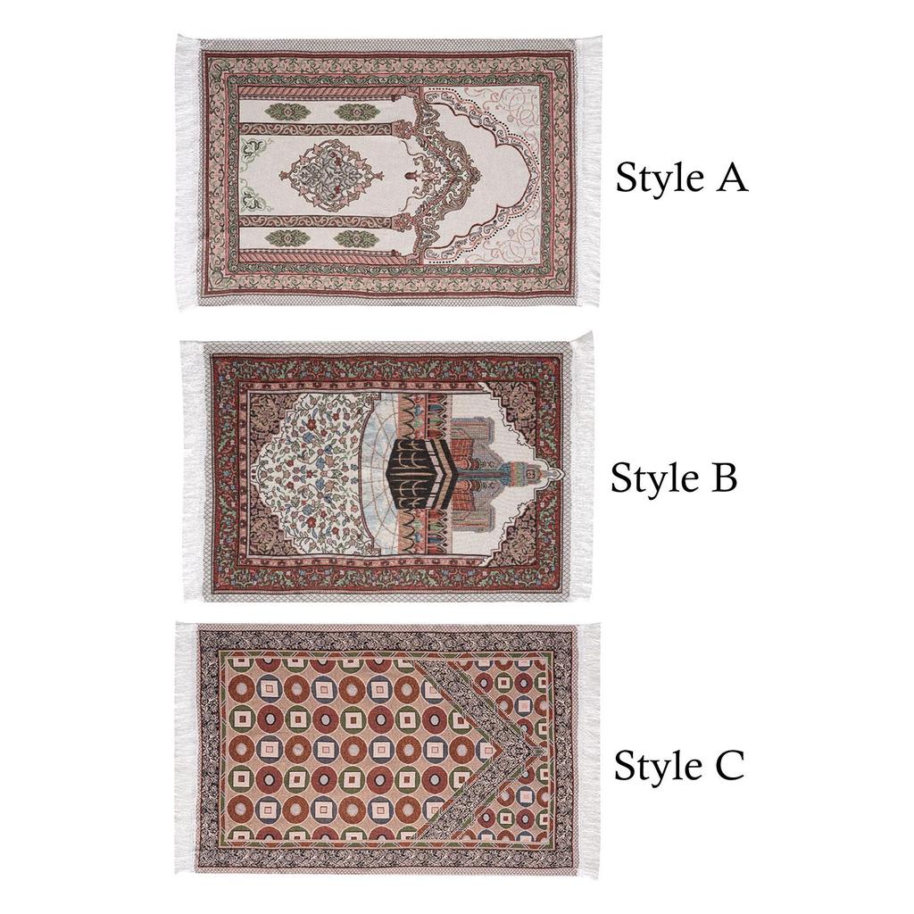 Muslim Mat Floor Carpet Thick Tassel Decor Rectangle Traditional Design Prayer Rug for Travel Temple Prayer Room Women Men
