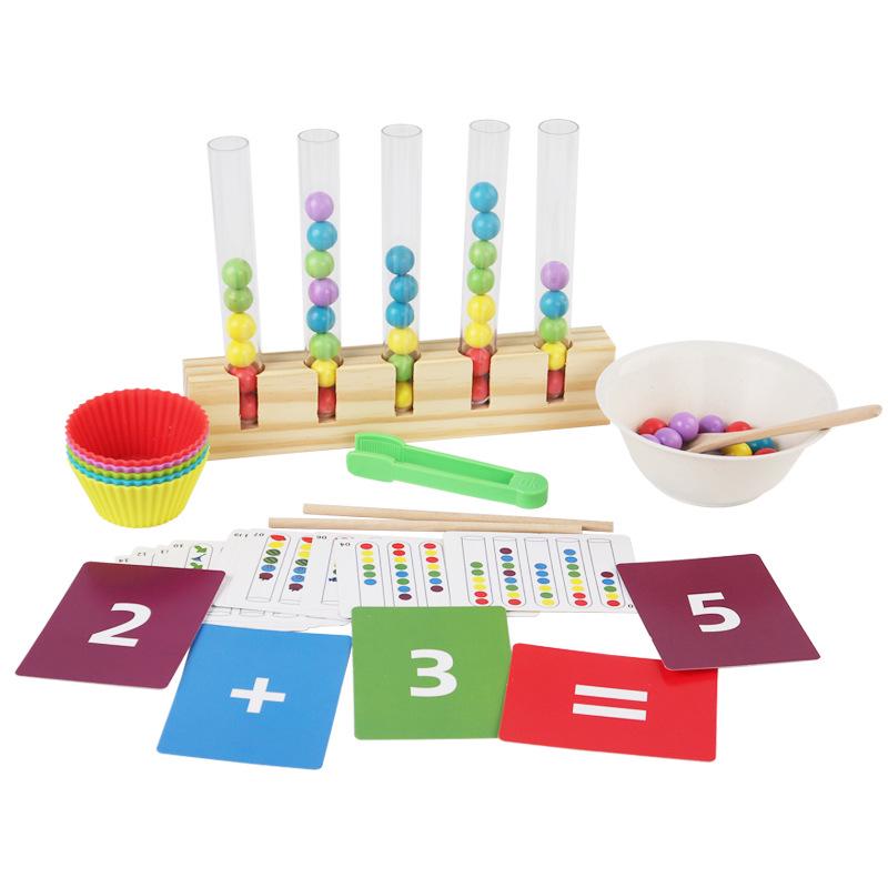 

Wooden Bead Sorting Game: Early Learning Color & Number Clamp Toy for Kids