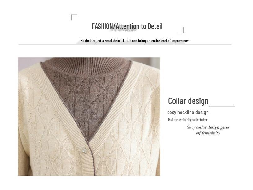 Women's Knit Pullover Sweater: Semi-High Neck, Two-Piece Look, Autumn/Winter Style for Middle-Aged.