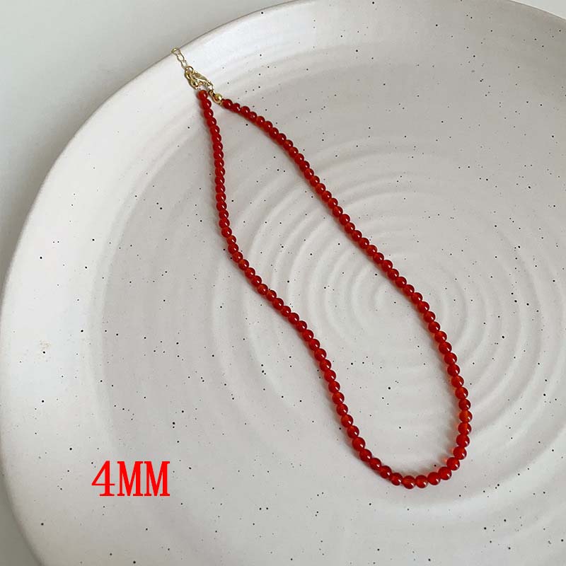 Vintage Red Glass Crystal Beads Necklaces for Women Girls Exquisite Elegant Stacked Choker Aesthetic Jewelry Accessories