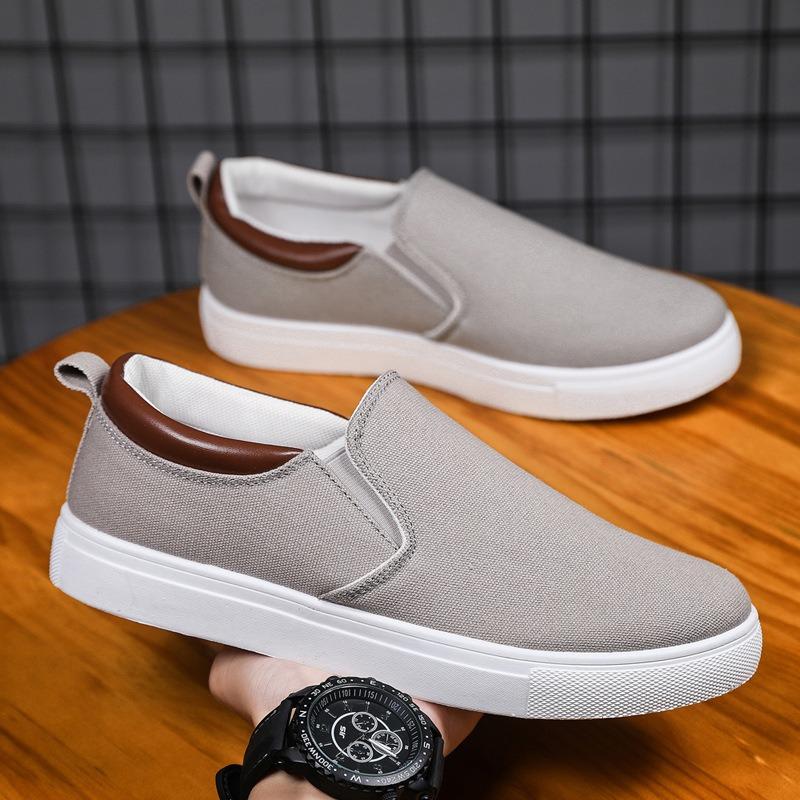 Scarpe da uomo in tela, scarpe da ginnastica casual alla moda, nere, scarpe sportive con lacci, scarpe vulcanizzate, comode e leggere, scarpe basse, primavera