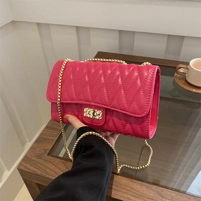 Women'S Bag Fashion Embroidery Thread Small Square Bag Niche Shoulder Bag Texture Chain Messenger Bag