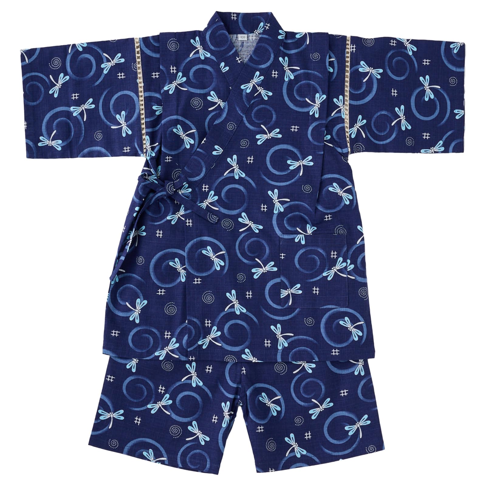 

and Jinbei Japanese summer Baby top and bottom perfect for fireworks evening and Flowing Water Dragonfly dark blue Boys girls short-sleeved