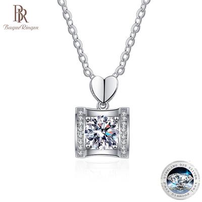 Bijoux pour femmes en argent sterling S925 Collier diamant moissanite 1 ct Chaîne clavicule Cadeau Saint-Valentin pour petite amie