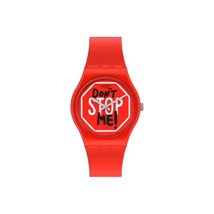 Swatch Quartz Movement Dont Stop Me Rules Are Meant To Be Broken Graffiti Trend Sports Watch Unisex Watches Orange GR183 Red Watch Dial