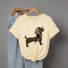 Women's Funny T Shirt with Trendy Little Dog Print 90s Casual Summer Crew Short Sleeve Tshirt Graphic Y2k Tees Tops Clothes