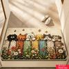 Fence Peek Cat Dog Garden Rug Colorful Plank Daisy Butterfly Print Non Slip Soft Floor Mat For Pet Lover Entryway Home Decoratio