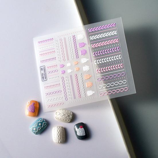 Embossed Nails Art Stickers Creative 5D Engraved Woolen Yarn Pattern Manicure Decals Exquisite DIY Nail Design