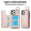 Applicable to iPhone16 mobile phone case, Samsung S24 solid color double buckle ring zipper wallet case A55 anti-drop leather case
