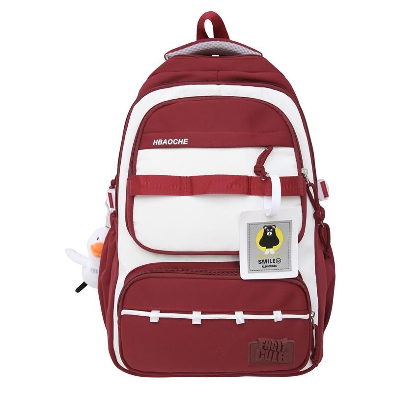 

Нейлоновый студенческий школьный рюкзак с подсветкой, контрастный рюкзак большой емкости красный