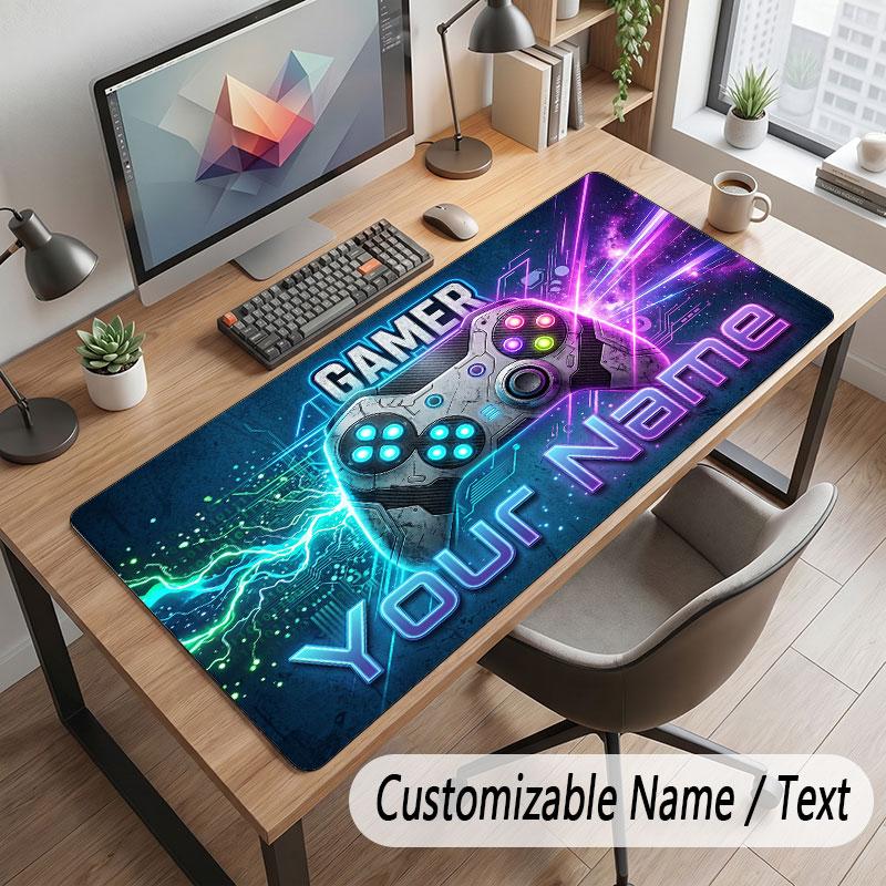 Neon Colorful Theme Customized Mouse Pad Personalized Print Name Text Desk Mat For Home Office Table Decor