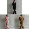 Polyester V-hals Lange Jurk Met Kruisband Voor Casual Reizen En Feestkleding