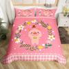 Girls Unicorn Duvet Cover Set King Size Cute Golden Glitter Unicorn Bedding Set Pink Floral Quilt Cover Fantasy Animals Bed Set