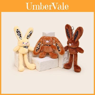 Cuter Rabbit Keyring With Leopard Print Ear And Scarf Design For Gift And Decoration