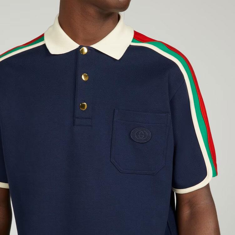 GUCCI SS23 Polo Shirt Men's Dark Blue 742382-XJFGI-4433