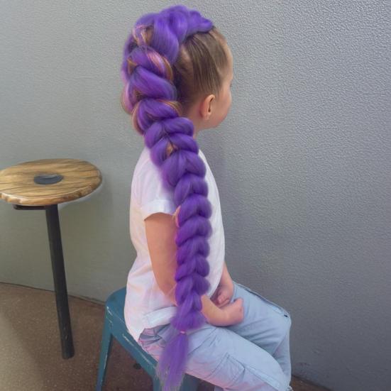 1/2/3 Sets 26-Inch Long Purple Hair Extension with Comb Bun Maker Hairdressing Tools Party Pre Stretched Straight Synthetic Hair Extension