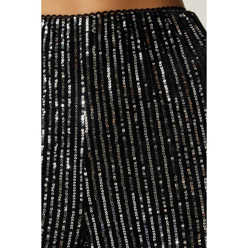 Damskie szare cekinowe spodnie palazzo Mc00250