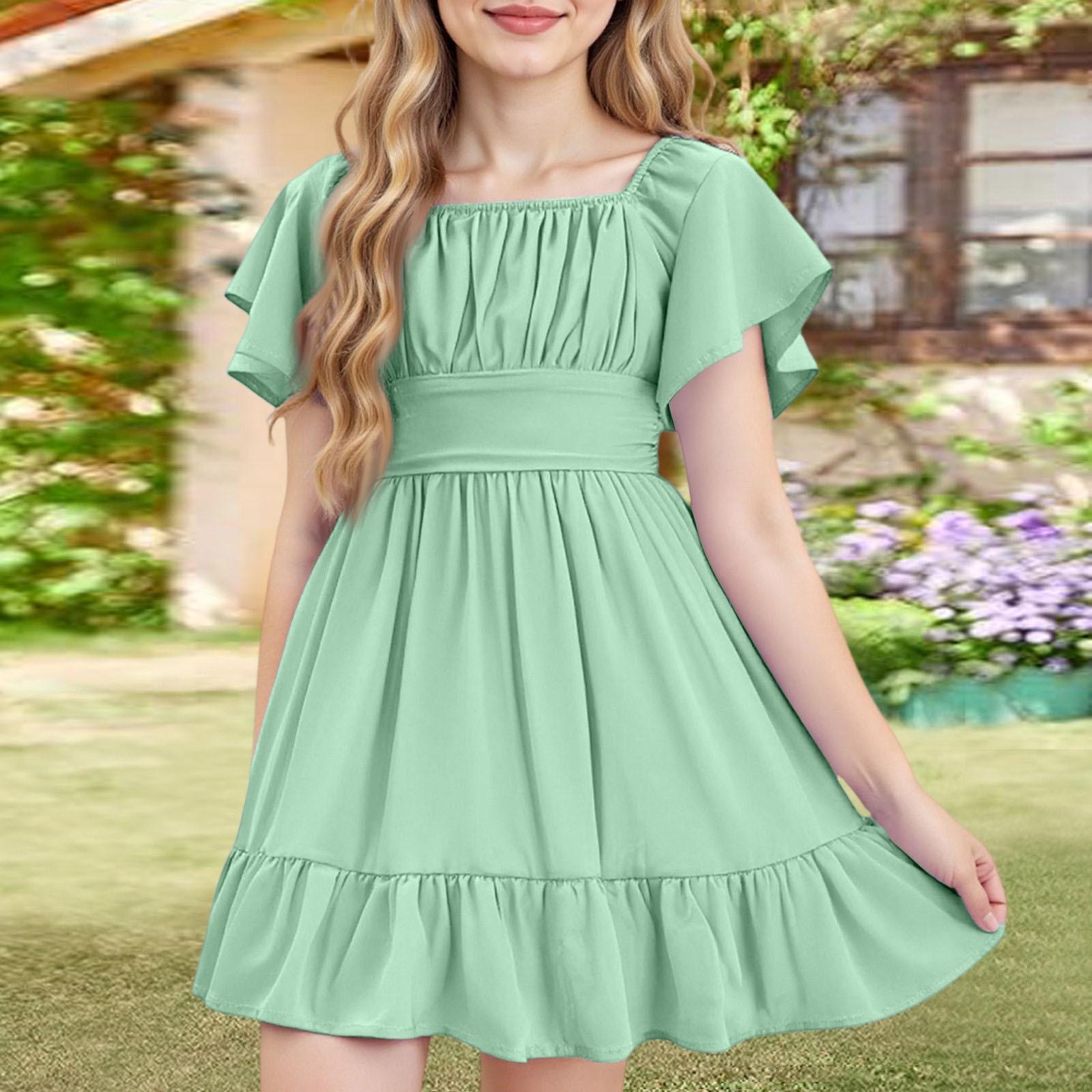 

Girls Summer Dress - Off Shoulder Ruffle Sundress 150