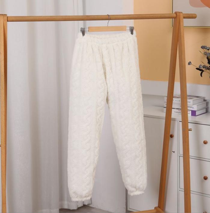 Dámské pyžamové kalhoty z korálového fleecu nadměrné velikosti - Silný, hřejivý flanel na podzim/zimu