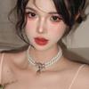 Korean Rhinestone Water Drop Pearl Double-Layer Necklace: Luxurious Clavicle Chain