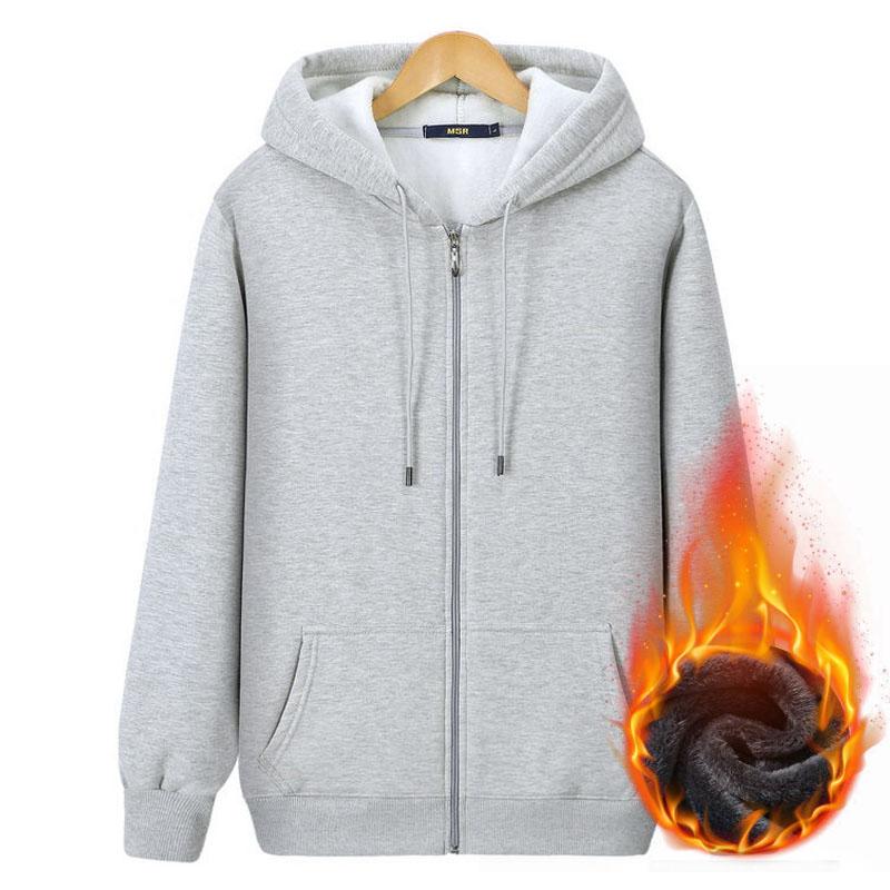 Male Oversized Men's Solid Color Hoodies Hooed Coat Thick/Thin Cotton Sweatshirts Sportswear For Women Cotton Plus Velvet Zipper Work Out Cardigan