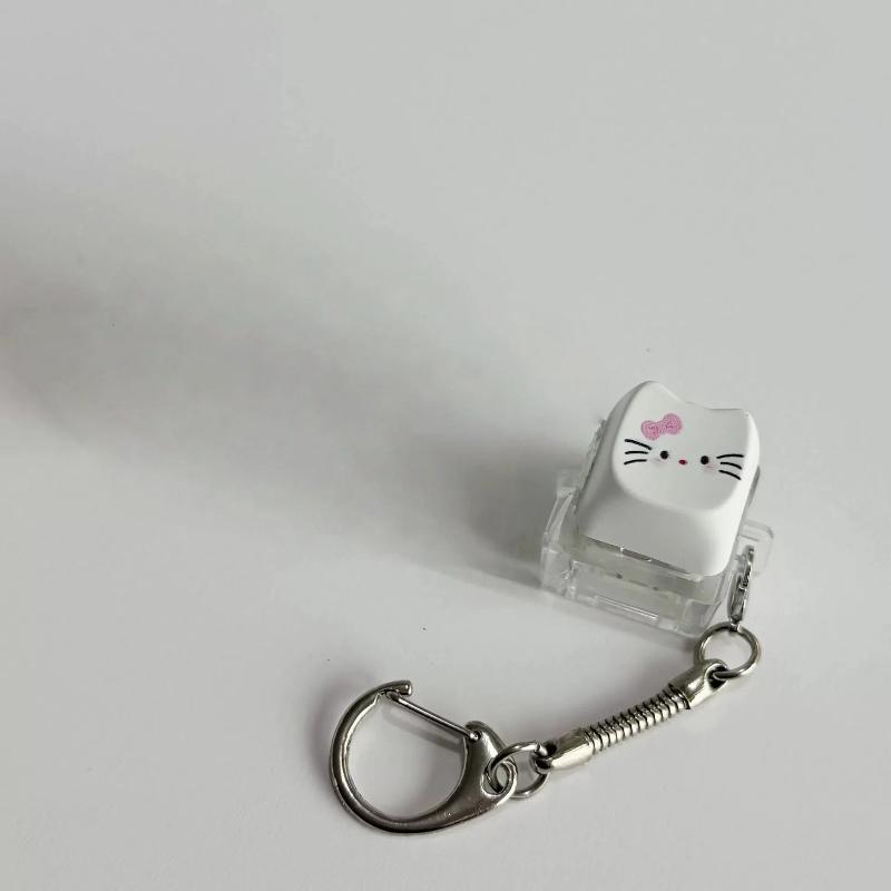 

Hello Kitty Kawaii Luminous Fidget Keychain Cute Cat Ear Keyboard Press Toy, Glow in Dark Stress Relief Bag Charm Gift for Girls