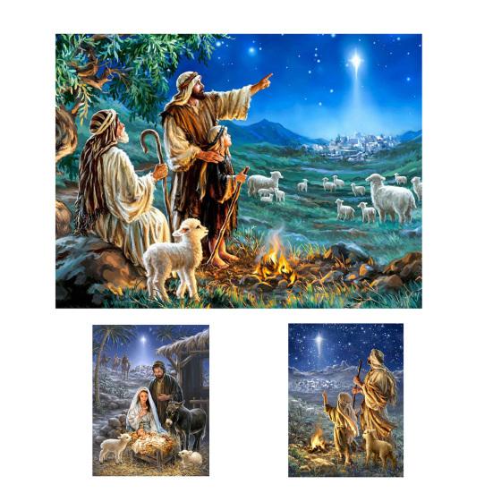 30x40cm Kerststal Jezus Kruissteek Handwerk DIY Mozaïek Volledig Ronde Diamantschilderij