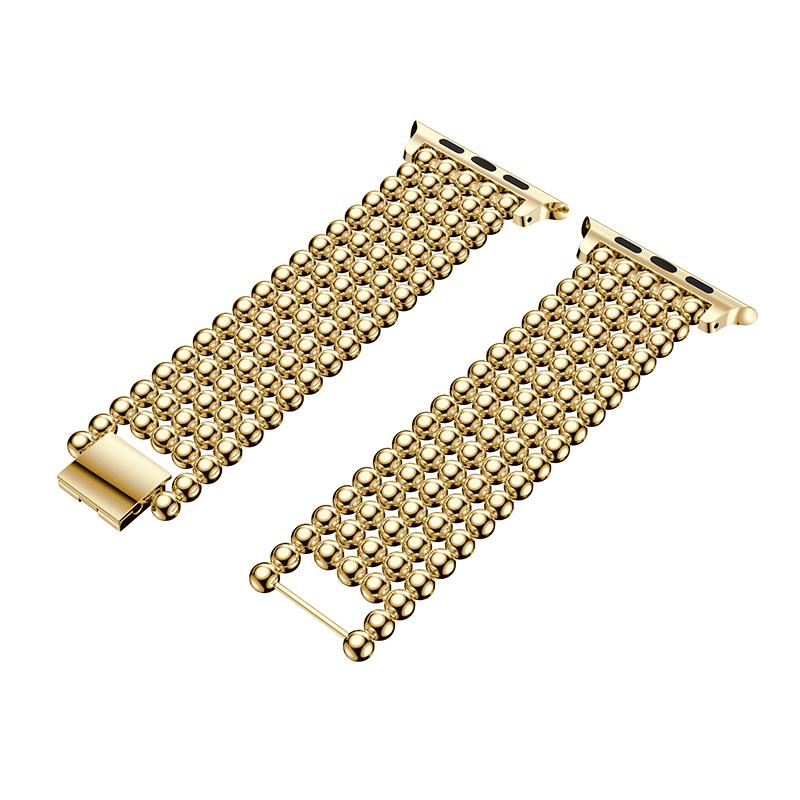 Solid Zinc Alloy Beads Link Chain Wrist Watch Band for Apple Watch Series 10 42mm/9 8 7 41mm/SE (2023) SE (2022) SE 6 5 4 40mm/3 2 1 38mm