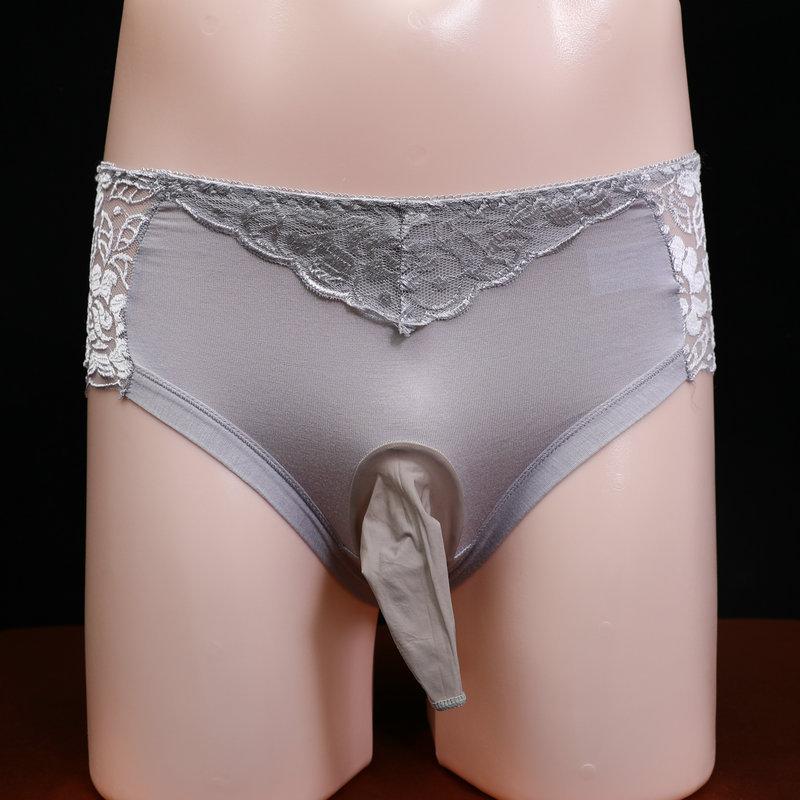 Men's lace underwear with jj cover, sexy sex stockings underwear, ultra-thin and breathable summer fully transparent briefs