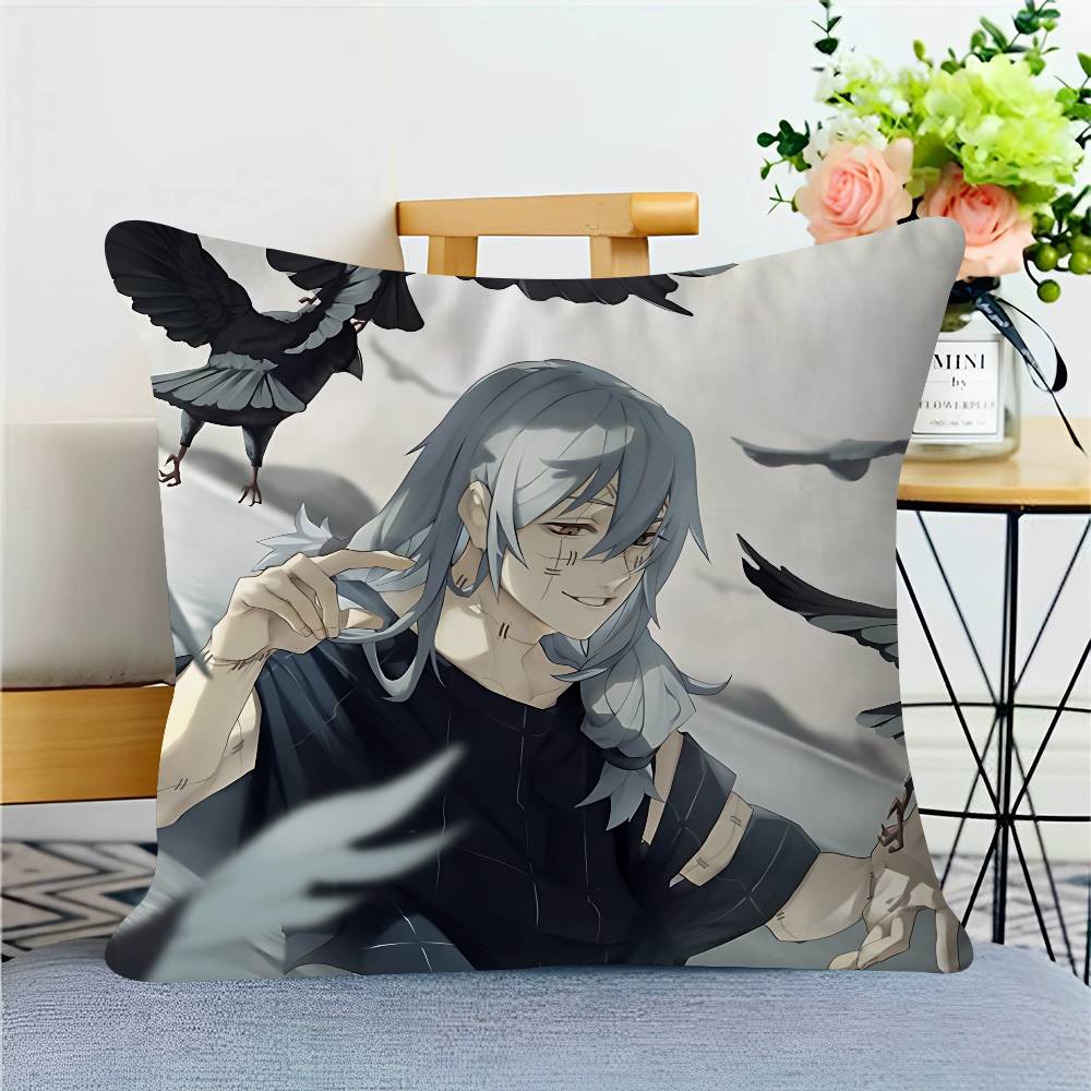 Anime M-Mahito Pillow Covers Cartoon Sofa Decorative Home Double-sided Printing Short Plush Cute Cushion Cover