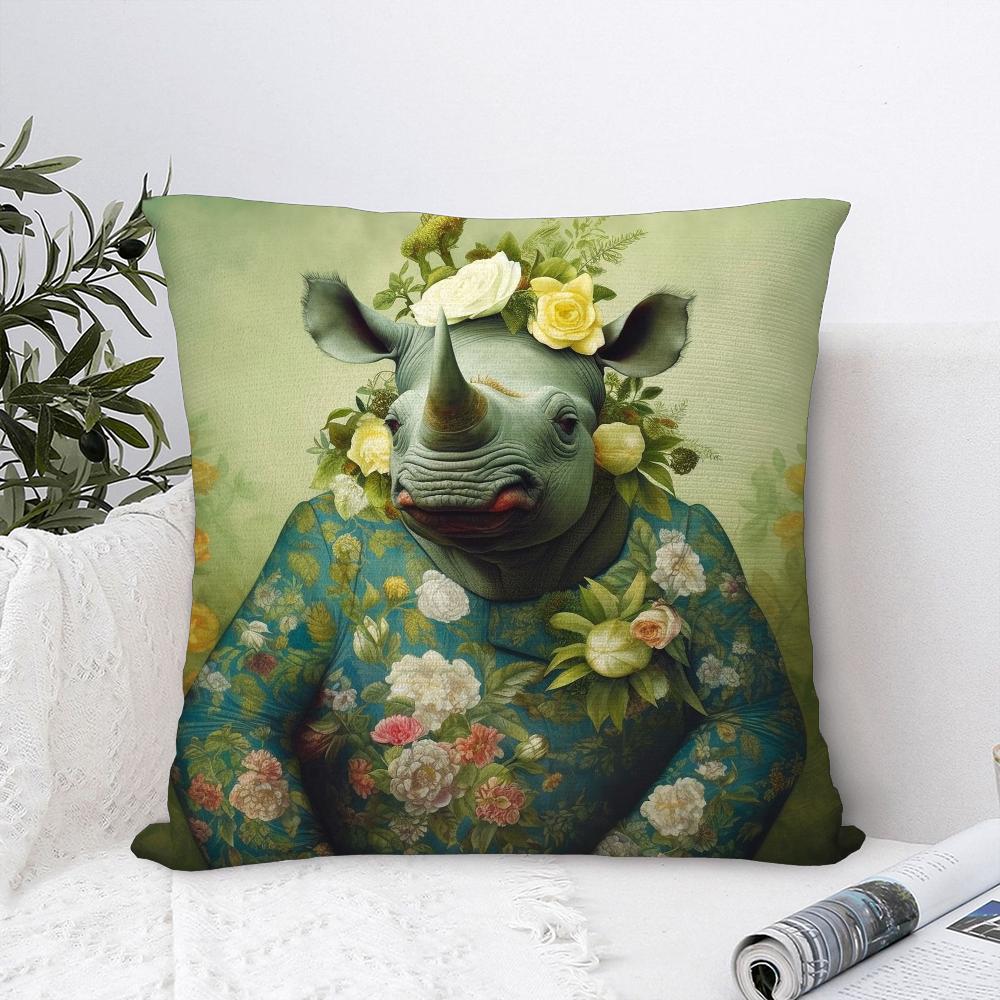 Animal Vintage Portrait Pillow Case Sofa Decorative Home Double-Sided Print Plush Square Throw Pillow Covers Cushion Decor Cover