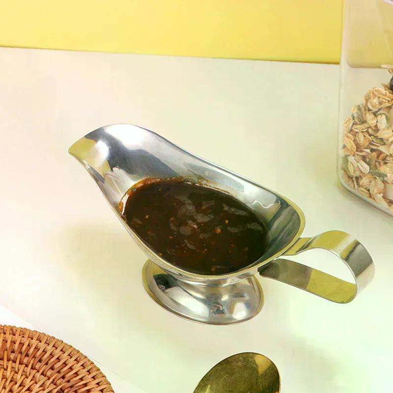 Sauce Dripless Lip Salt Spice Gravy Boat Hotel Kitchen Restaurant steak Sauce Lip Stainless Steel Sauce Boat Sauce Storage Box