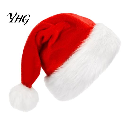 Christmas Party Hats Santa Hat, Flannel Plush Holiday Hat for Adults, Soft Thickened Festive Supplies Red White Velvet Cap Parties Thanksgiving