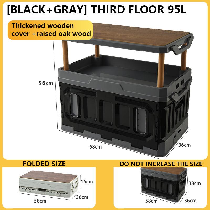 Outdoor Camping Storage Box With Raised Top, Large Capacity Picnic Folding Storage Box, Car Backup Organizer
