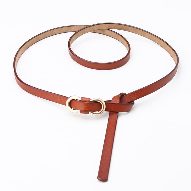 Womens Faux Leather Thin Belt With Knot Closure For Street Style And Daily Wear